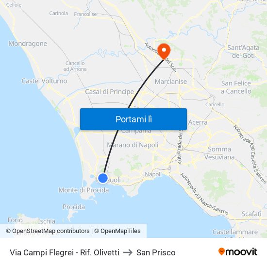 Via Campi Flegrei - Rif. Olivetti to San Prisco map