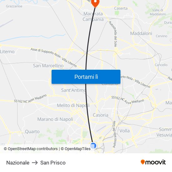 Nazionale to San Prisco map