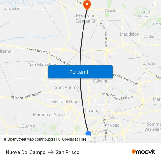 Nuova Del Campo to San Prisco map