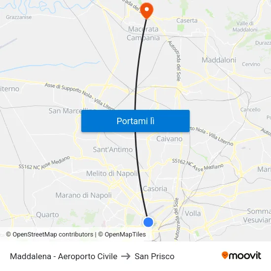 Maddalena - Aeroporto Civile to San Prisco map