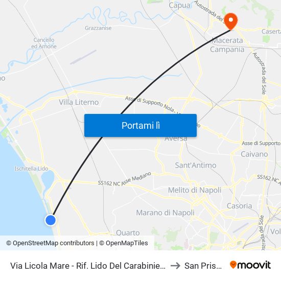 Via Licola Mare - Rif. Lido Del Carabiniere to San Prisco map