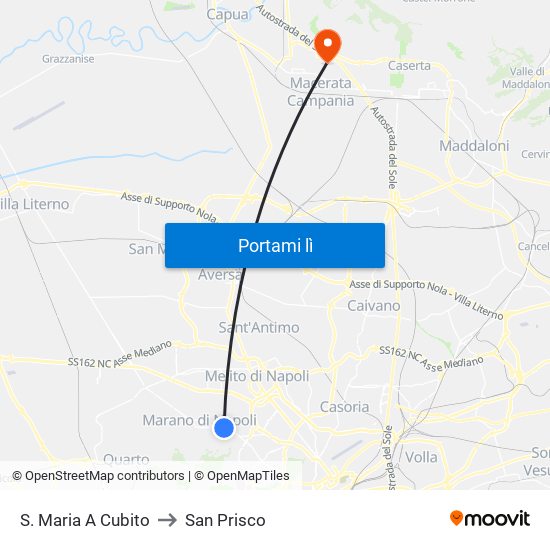 S. Maria A Cubito to San Prisco map