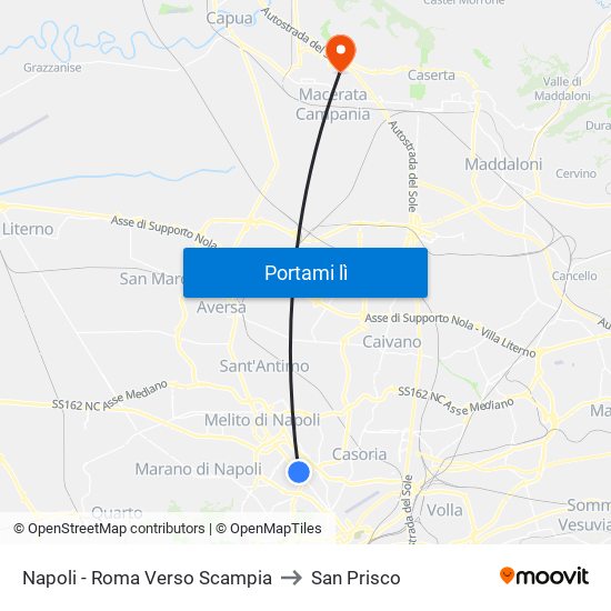 Napoli - Roma Verso Scampia to San Prisco map
