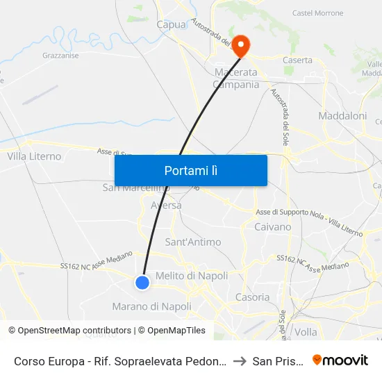 Corso Europa - Rif. Sopraelevata Pedonale to San Prisco map