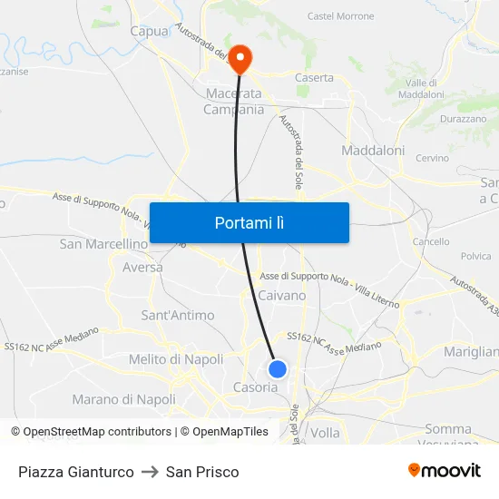 Piazza Gianturco to San Prisco map