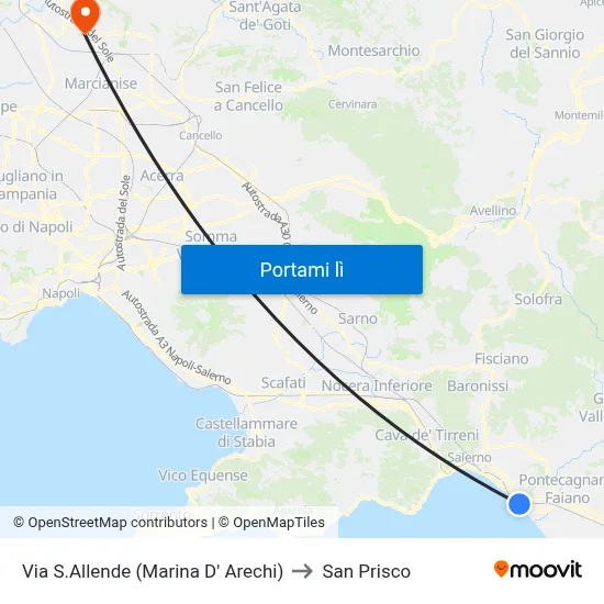 Via S.Allende (Marina D' Arechi) to San Prisco map