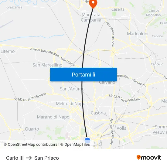 Carlo III to San Prisco map