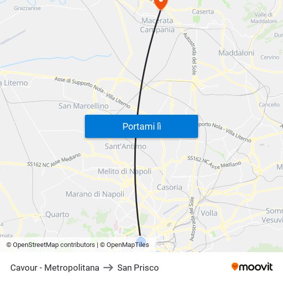 Cavour - Metropolitana to San Prisco map