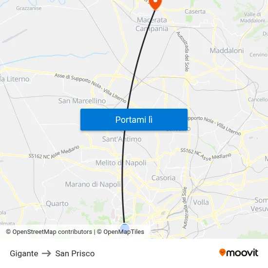 Gigante to San Prisco map