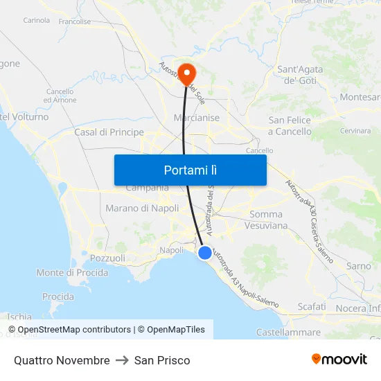 Quattro Novembre to San Prisco map