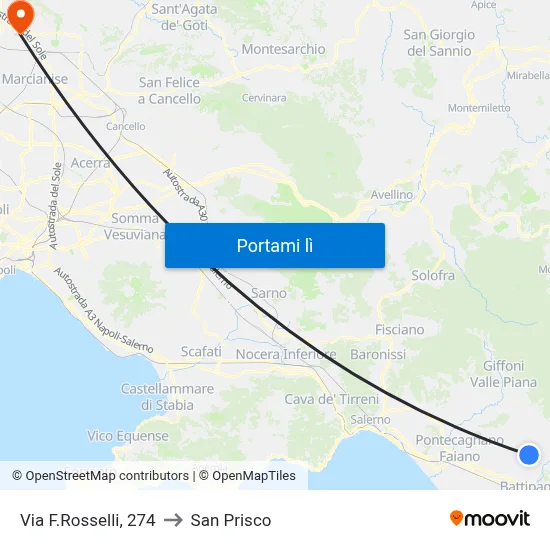 Via F.Rosselli, 274 to San Prisco map