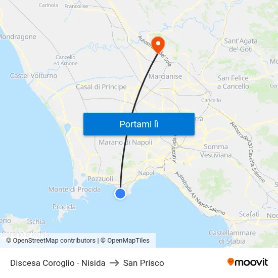 Discesa Coroglio - Nisida to San Prisco map