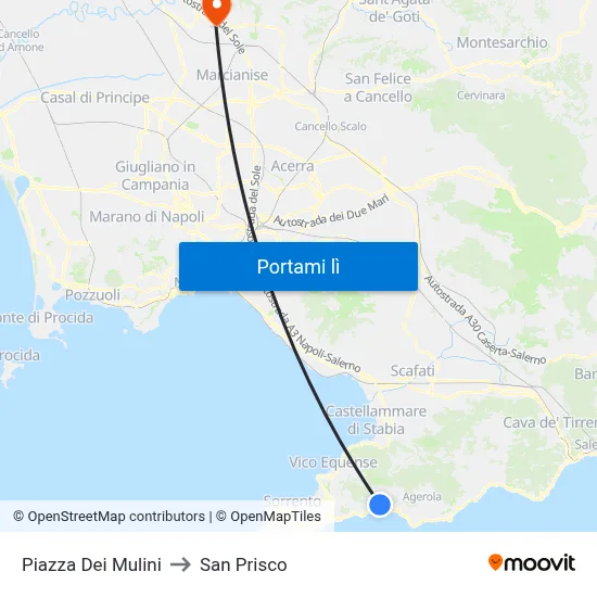 Piazza Dei Mulini to San Prisco map