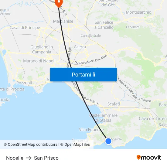 Nocelle to San Prisco map