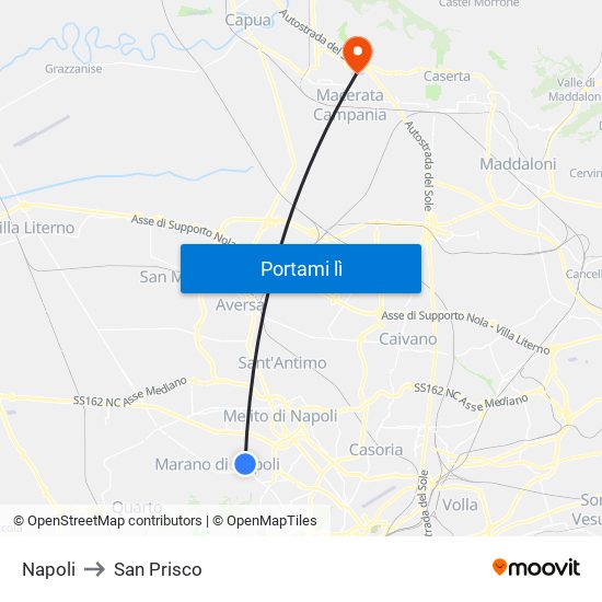 Napoli to San Prisco map