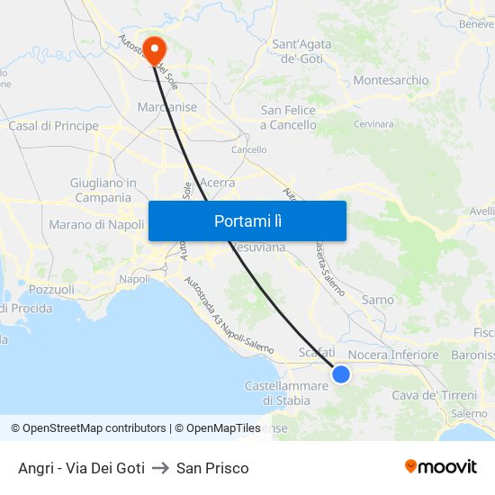 Angri - Via Dei Goti to San Prisco map