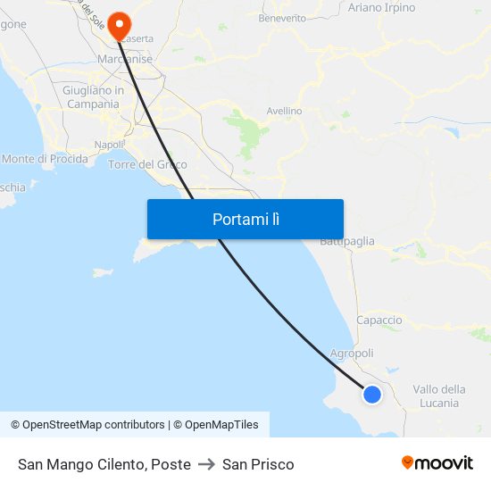 San Mango Cilento, Poste to San Prisco map