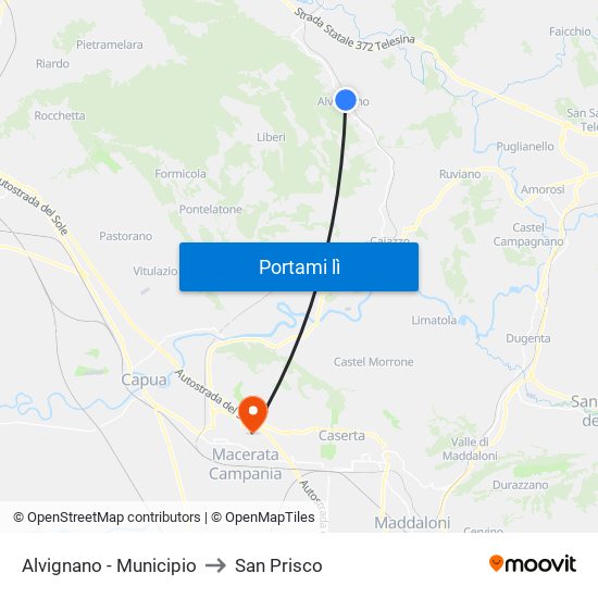 Alvignano - Municipio to San Prisco map