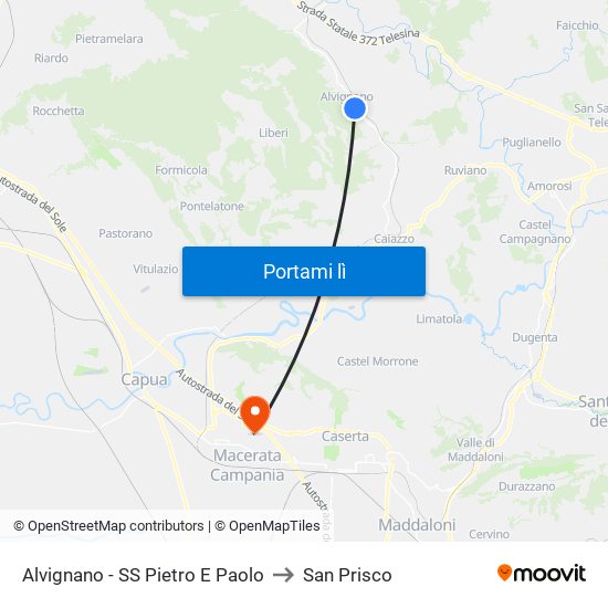 Alvignano - SS Pietro E Paolo to San Prisco map