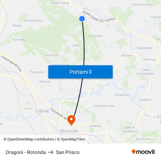 Dragoni - Rotonda to San Prisco map