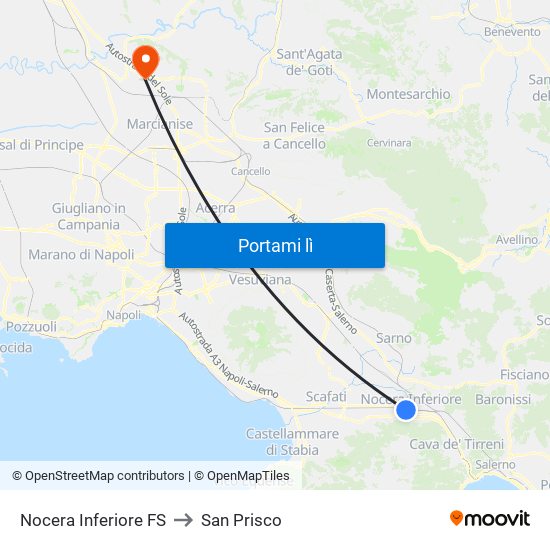 Nocera Inferiore FS to San Prisco map