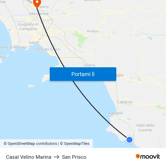 Casal Velino Marina to San Prisco map