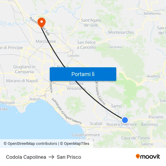 Codola Capolinea to San Prisco map