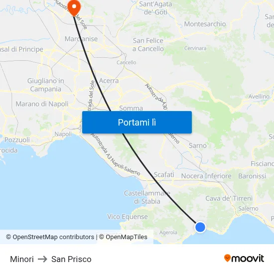 Minori to San Prisco map