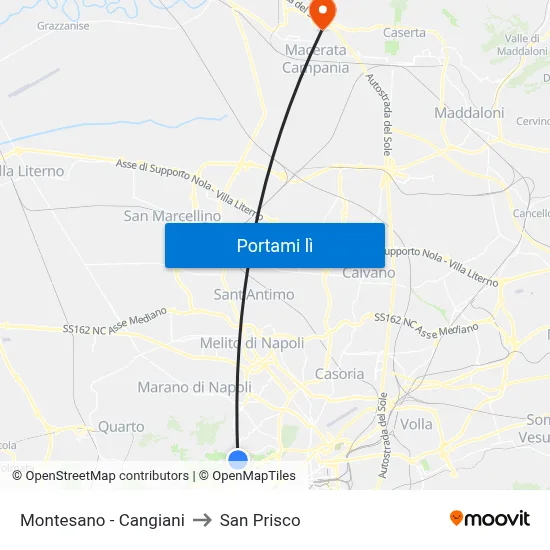 Montesano - Cangiani to San Prisco map