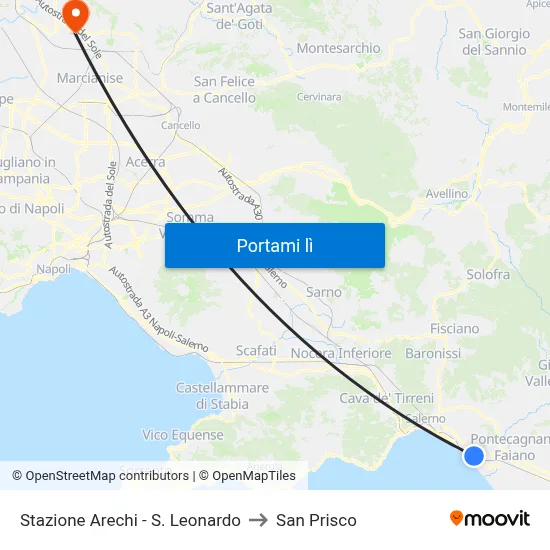 Stazione Arechi - S. Leonardo to San Prisco map