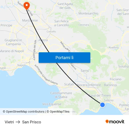 Vietri to San Prisco map