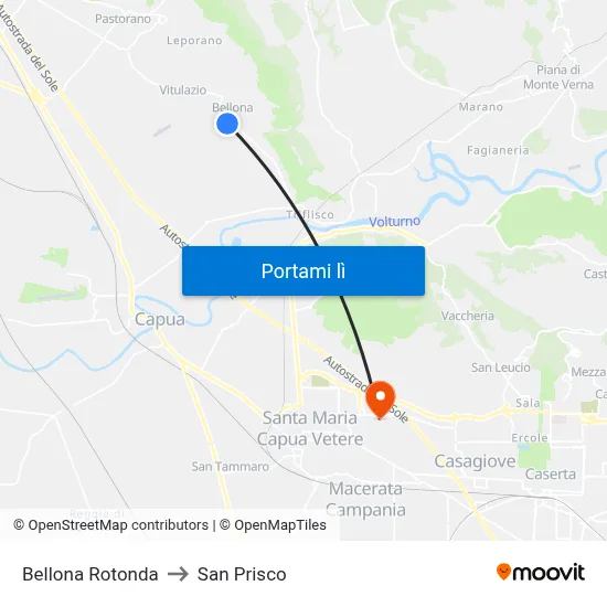 Bellona Rotonda to San Prisco map