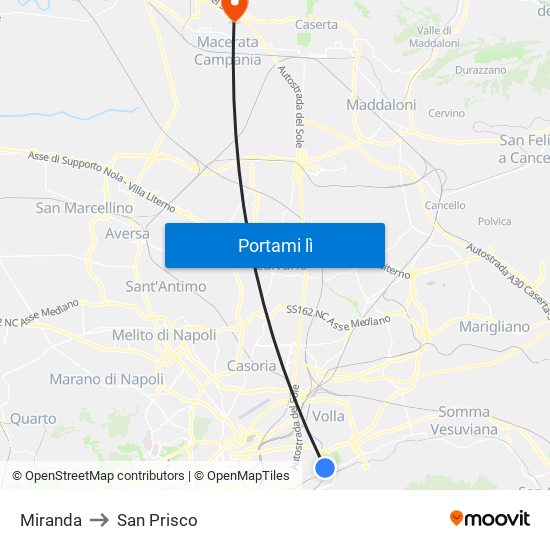 Miranda to San Prisco map