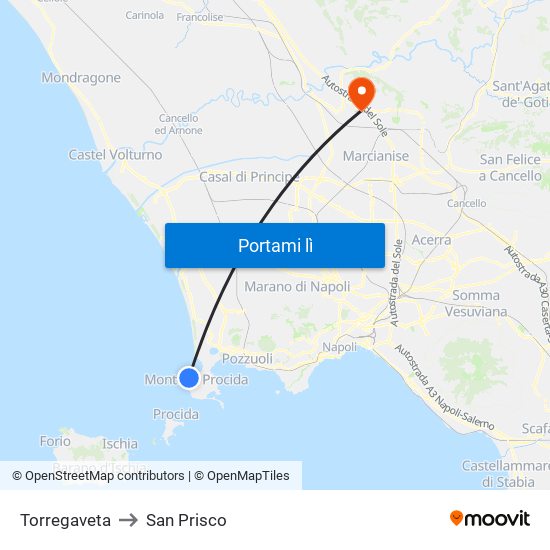 Torregaveta to San Prisco map