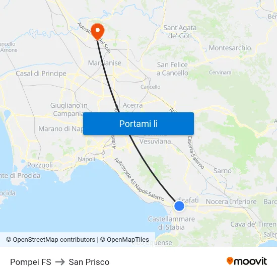 Pompei FS to San Prisco map
