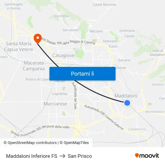 Maddaloni Inferiore FS to San Prisco map