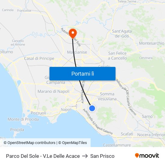 Parco Del Sole - V.Le Delle Acace to San Prisco map