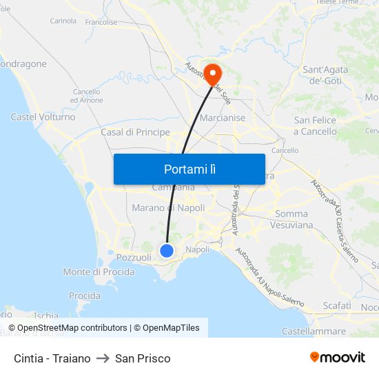 Cintia - Traiano to San Prisco map