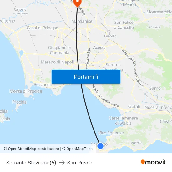 Sorrento Stazione (5) to San Prisco map