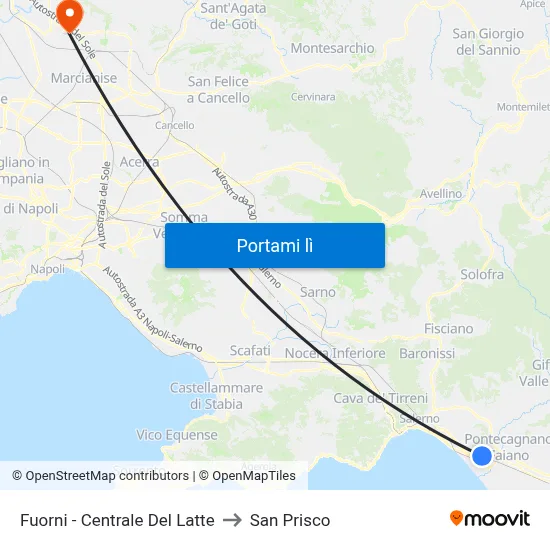 Fuorni - Centrale Del Latte to San Prisco map