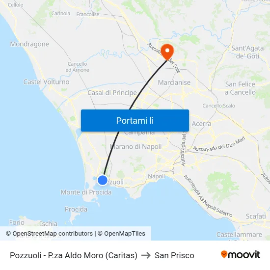 Pozzuoli - P.za Aldo Moro (Caritas) to San Prisco map