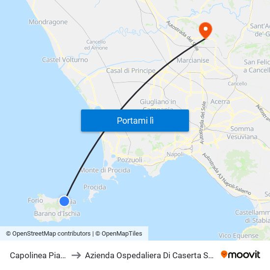 Capolinea Piazzale Trieste to Azienda Ospedaliera Di Caserta Sant'Anna E San Sebastiano map