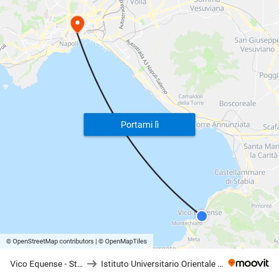 Vico Equense - Staz. Circumvesuviana to Istituto Universitario Orientale - Palazzo Santa Maria Porta Coeli map