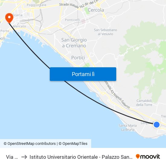 Via Viuli to Istituto Universitario Orientale - Palazzo Santa Maria Porta Coeli map