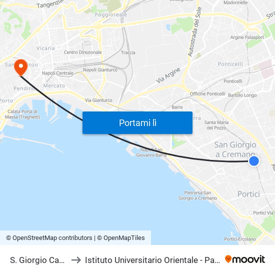 S. Giorgio Cavalli Di Bronzo to Istituto Universitario Orientale - Palazzo Santa Maria Porta Coeli map