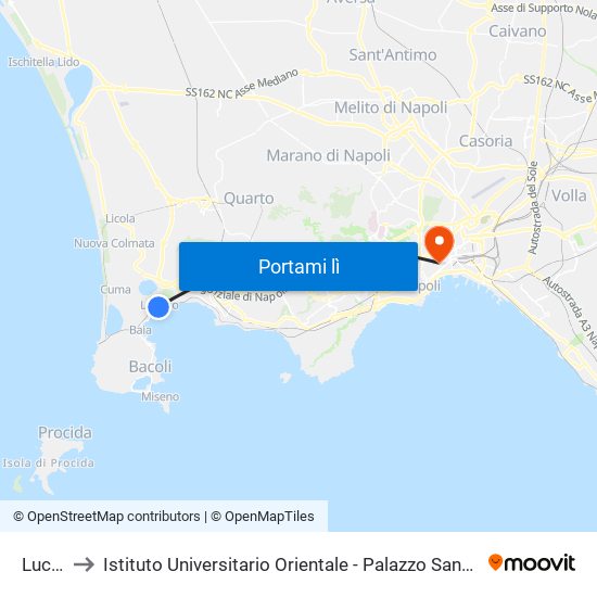 Lucrino to Istituto Universitario Orientale - Palazzo Santa Maria Porta Coeli map