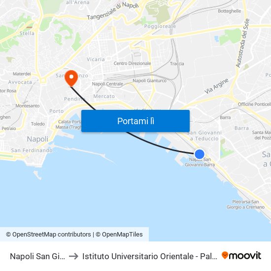 Napoli San Giovanni-Barra to Istituto Universitario Orientale - Palazzo Santa Maria Porta Coeli map