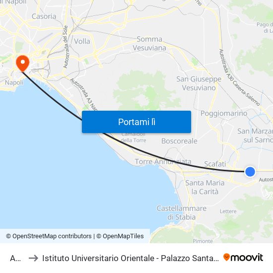 Angri to Istituto Universitario Orientale - Palazzo Santa Maria Porta Coeli map