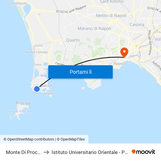 Monte Di Procida - Capolinea to Istituto Universitario Orientale - Palazzo Santa Maria Porta Coeli map