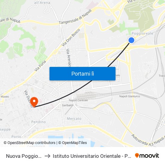 Nuova Poggioreale - Biscardi to Istituto Universitario Orientale - Palazzo Santa Maria Porta Coeli map